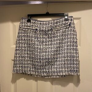 Chic Tweed Skirt in Blue and White